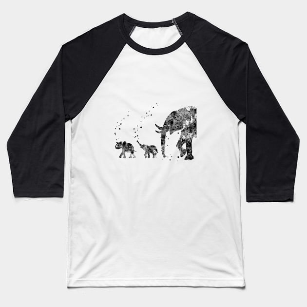 Mom and babies elephant Baseball T-Shirt by RosaliArt